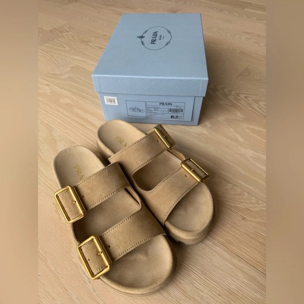 New Prada Double Strap Suede Sandals size 39 - Picture 8 of 15